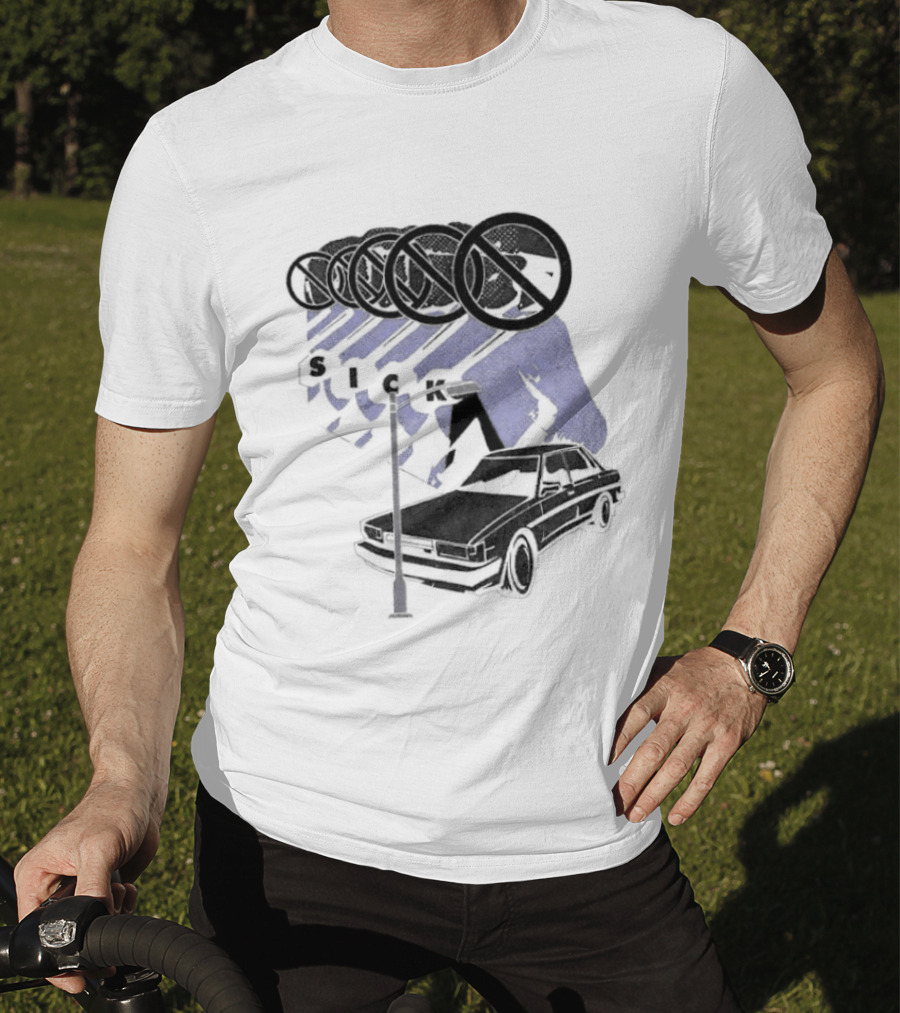 Sick Car Sedan Street Lamp Urban Environment Walking Man T-Shirt