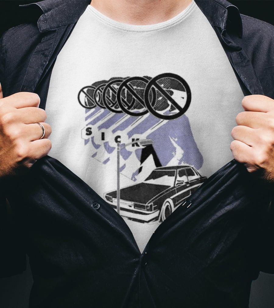 Sick Car Sedan Street Lamp Urban Environment Walking Man T-Shirt