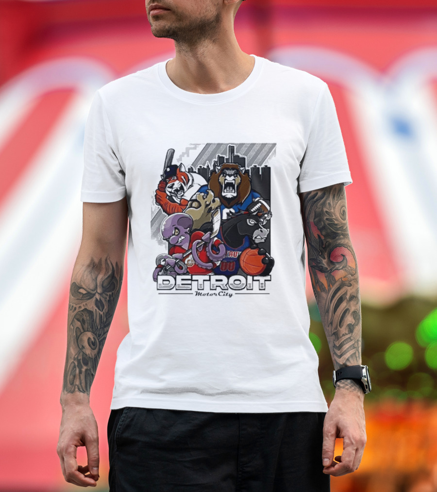 Motor City Detroit Tigers Lions Red Wings Pistons Athletic Sports Fan Gear T-Shirt