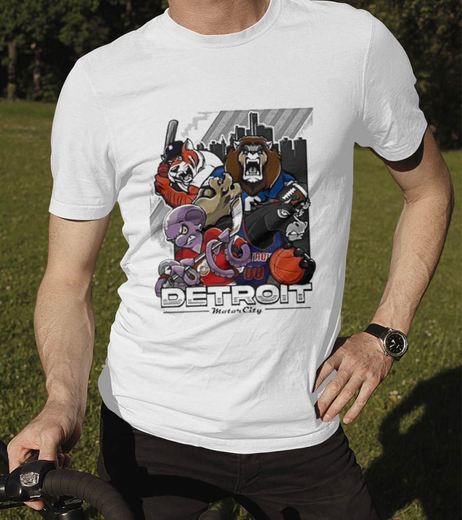 Motor City Detroit Tigers Lions Red Wings Pistons Athletic Sports Fan Gear T-Shirt