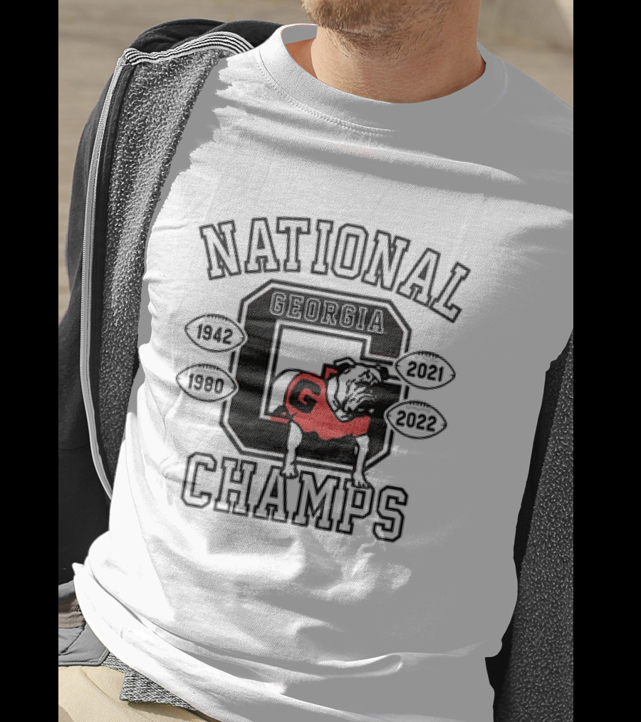 Georgia National Champs 1942 1980 2021 2022 Football Bulldog T-Shirt