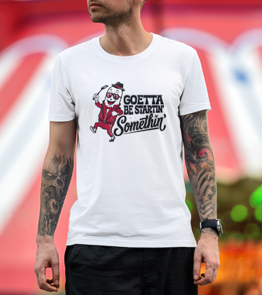 Goetta Be Startin Somethin Hotdog Retro Sunglasses Suit Fedora T-Shirt