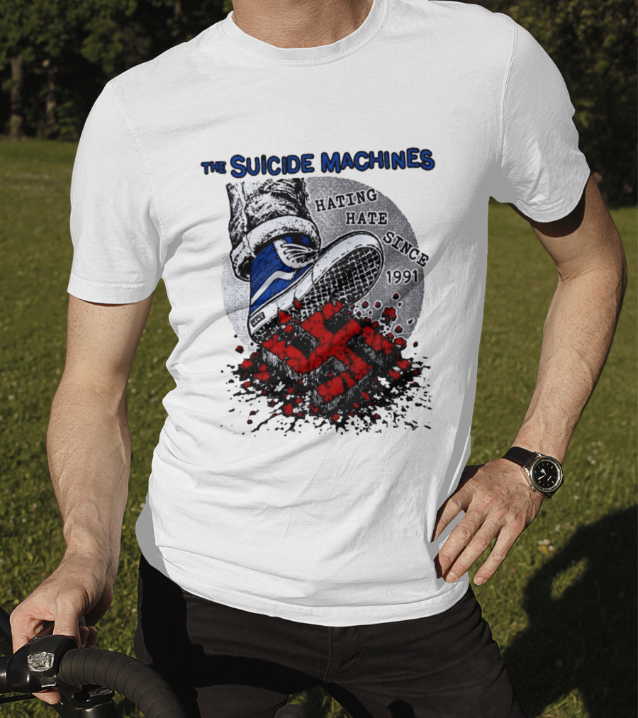 The Suicide Machines Hating Hate Since 1991 Vans Shoe Kicking Swastika T-Shirt