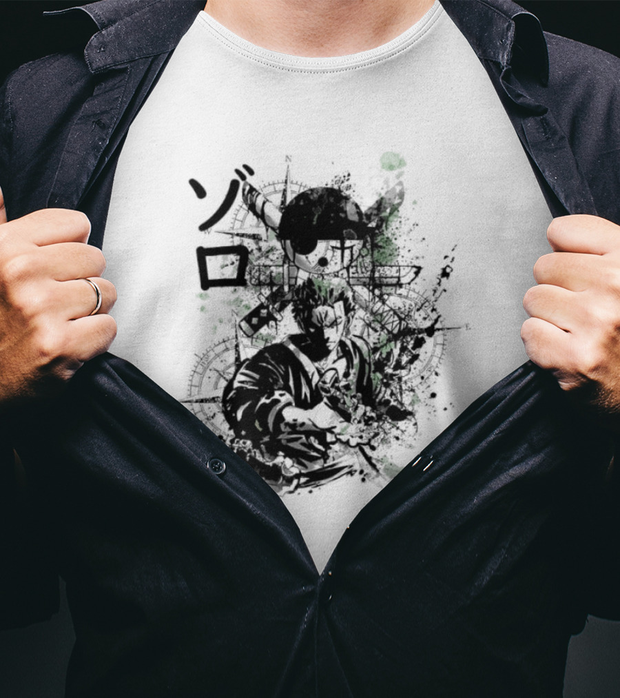Japanese Kanji Ink Art With Splatter Effect T-Shirt