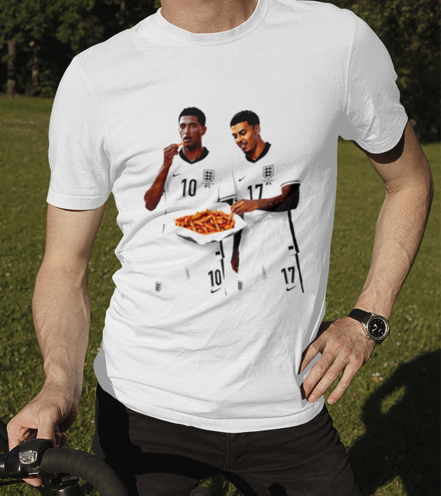 Jude Bellingham And Morgan Rogers Eating Orange Chips Mural Stourbridge Halesowen T-Shirt