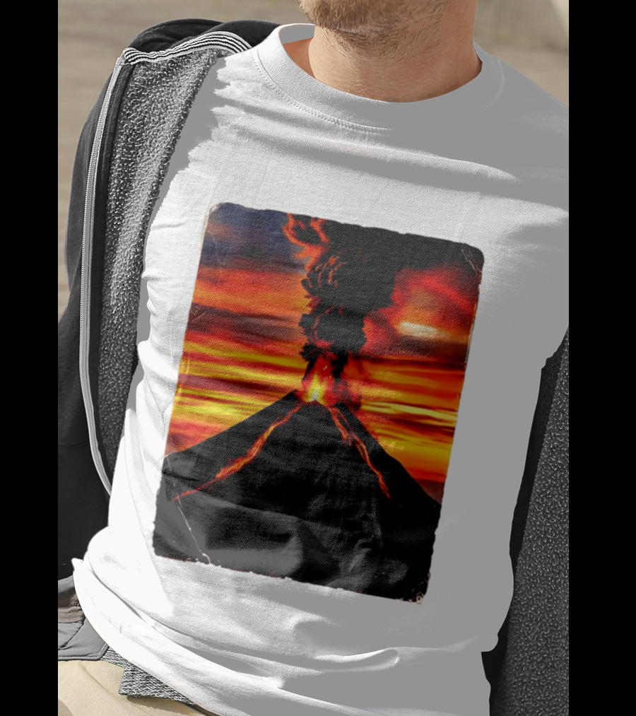 Volcanic Eruption Sunset Landscape Volcano Erupting At Dusk T-Shirt