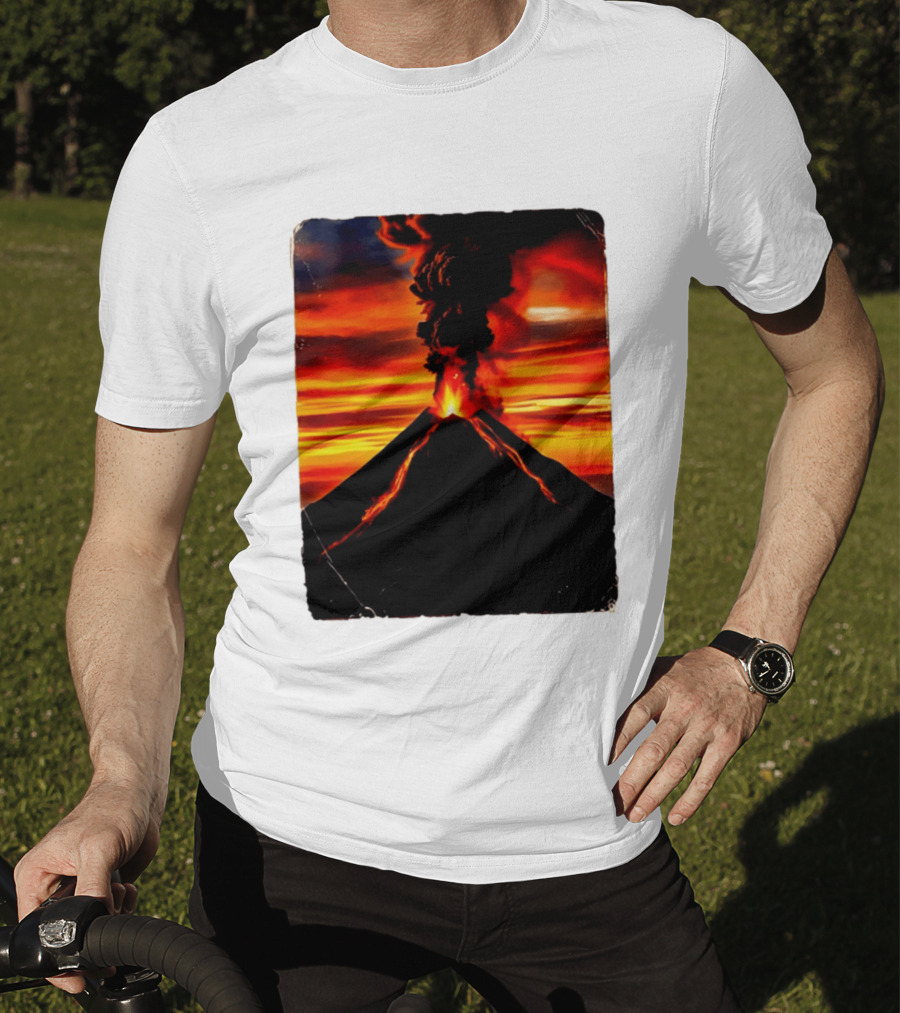 Volcanic Eruption Sunset Landscape Volcano Erupting At Dusk T-Shirt