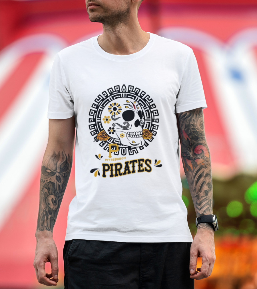 Pittsburgh Pirates Dia De Los Muertos Sugar Skull Art MLB Fan T-Shirt
