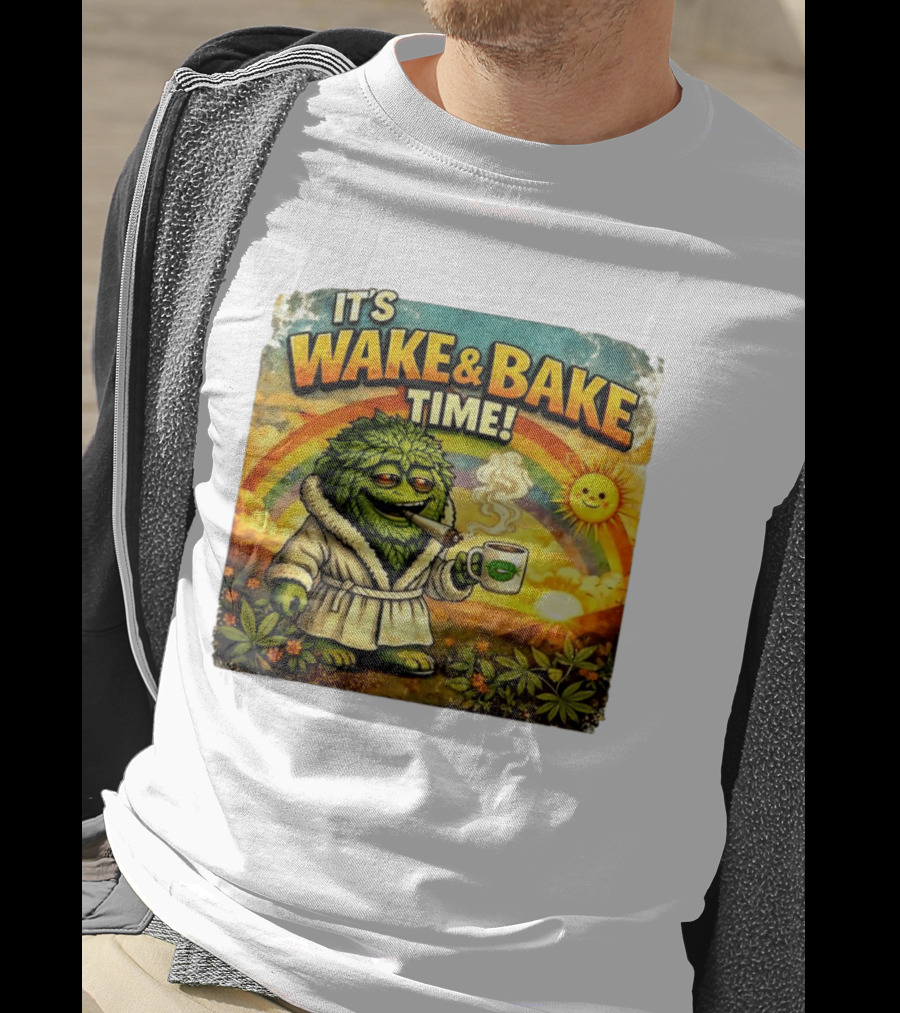 It's Wake And Bake Time Chief Greenbud Smoking Rainbow Sun Cannabis T-Shirt