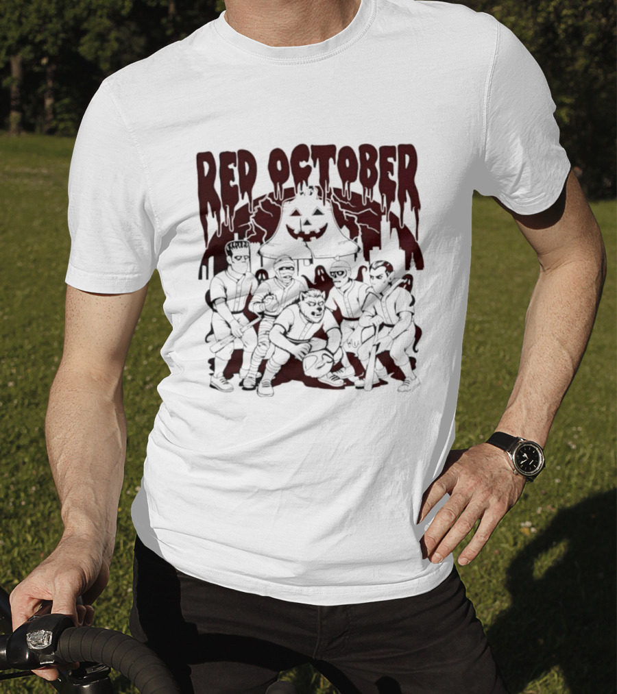 Red October Philadelphia Baseball Halloween Vintage Horror Players Pumpkin T-Shirt