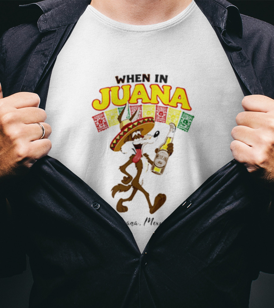 When In Juana Tijuana Mexico Sombrero Flags Fiesta T-Shirt