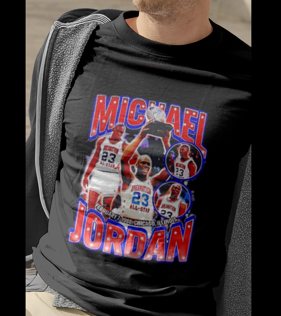 Michael Jordan February 7 1988 Chicago Illinois All Star Trophy Dream Team 23 T-Shirt