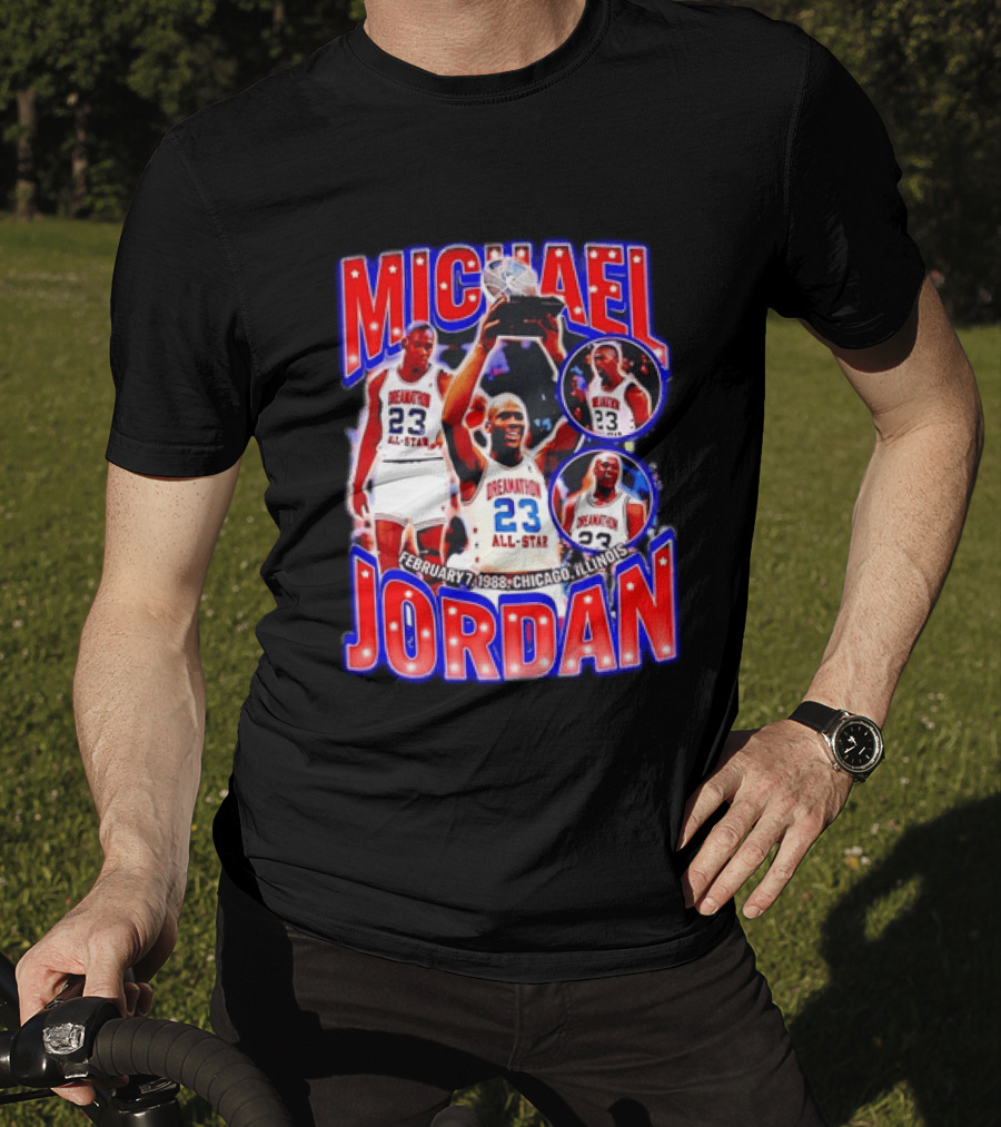 Michael Jordan February 7 1988 Chicago Illinois All Star Trophy Dream Team 23 T-Shirt