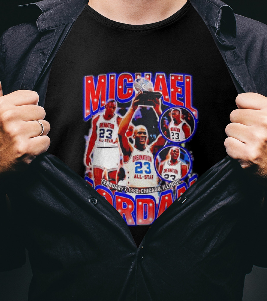 Michael Jordan February 7 1988 Chicago Illinois All Star Trophy Dream Team 23 T-Shirt
