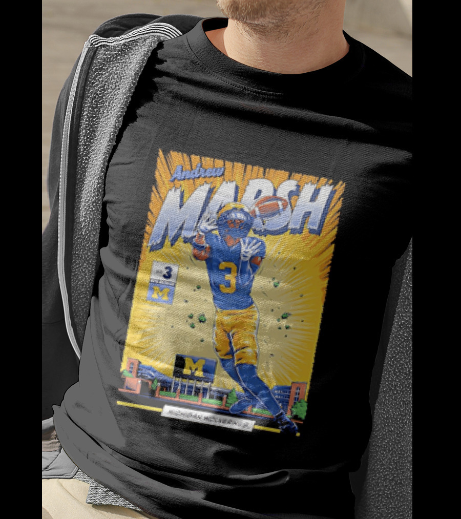 Andrew Marsh Michigan Wolverines Football Player Number 3 Comic T-Shirt