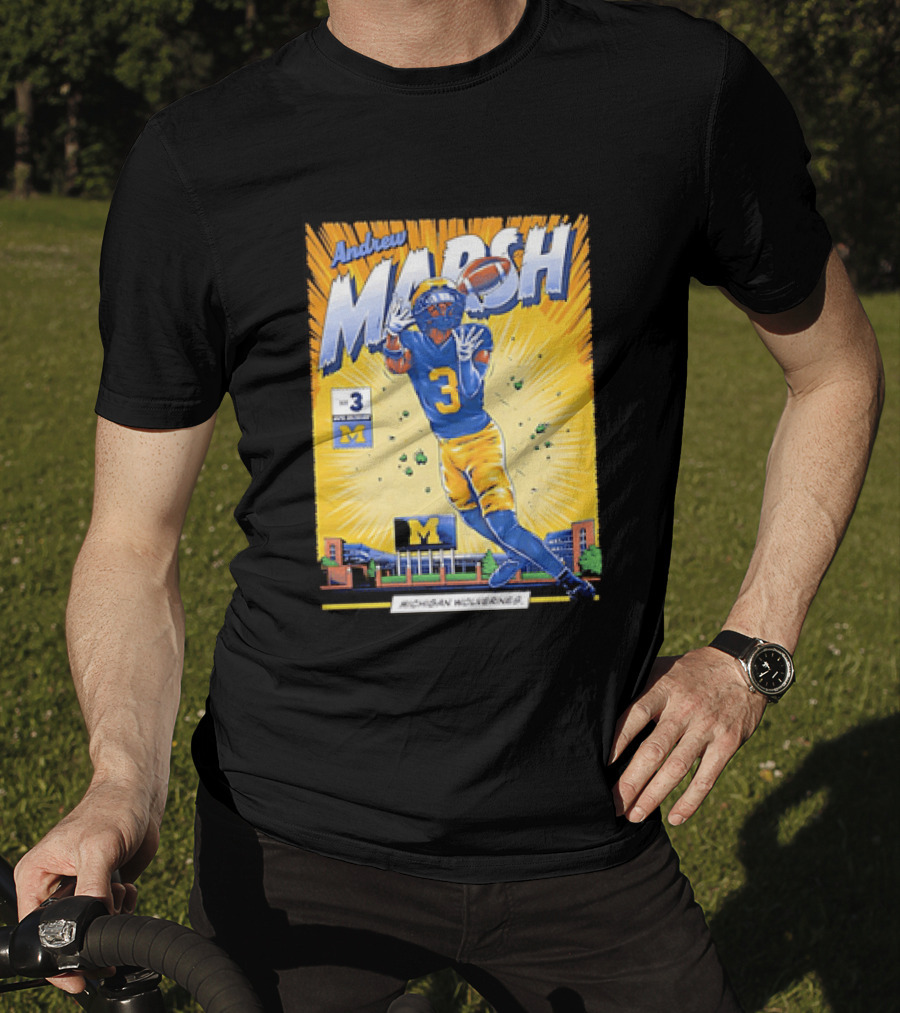 Andrew Marsh Michigan Wolverines Football Player Number 3 Comic T-Shirt