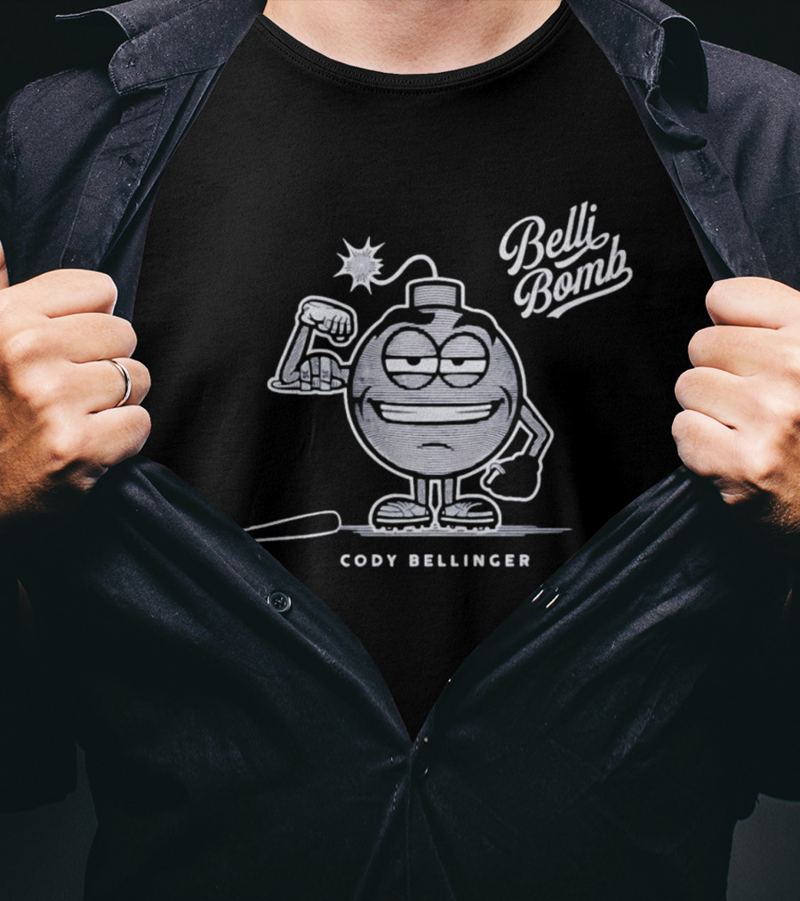 Belli Bomb Cody Bellinger Cartoon Character With Bat And Bomb T-Shirt