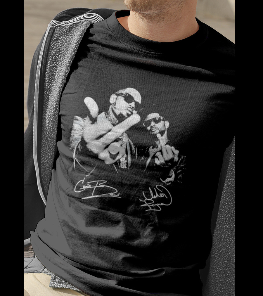 Chris Brown Usher R And B Music Middle Finger Sign Autograph T-Shirt
