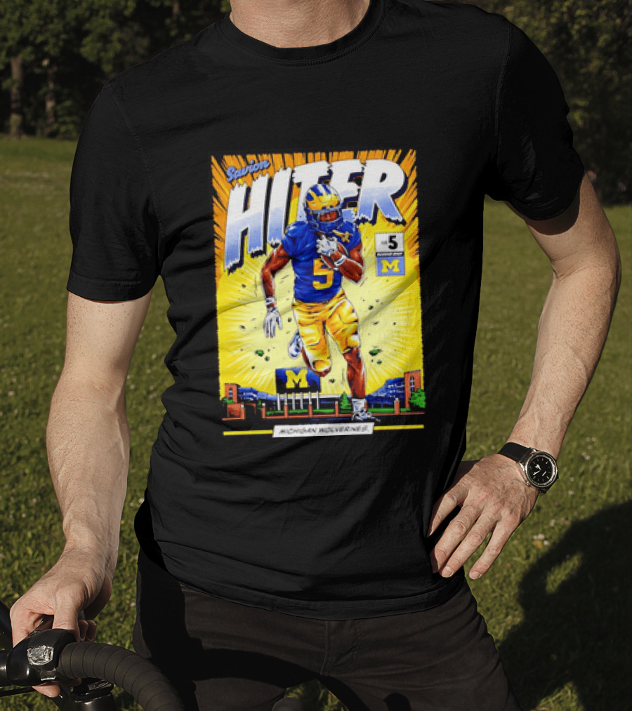 Savion Hiter Michigan Wolverines Football Number 5 Comic T-Shirt