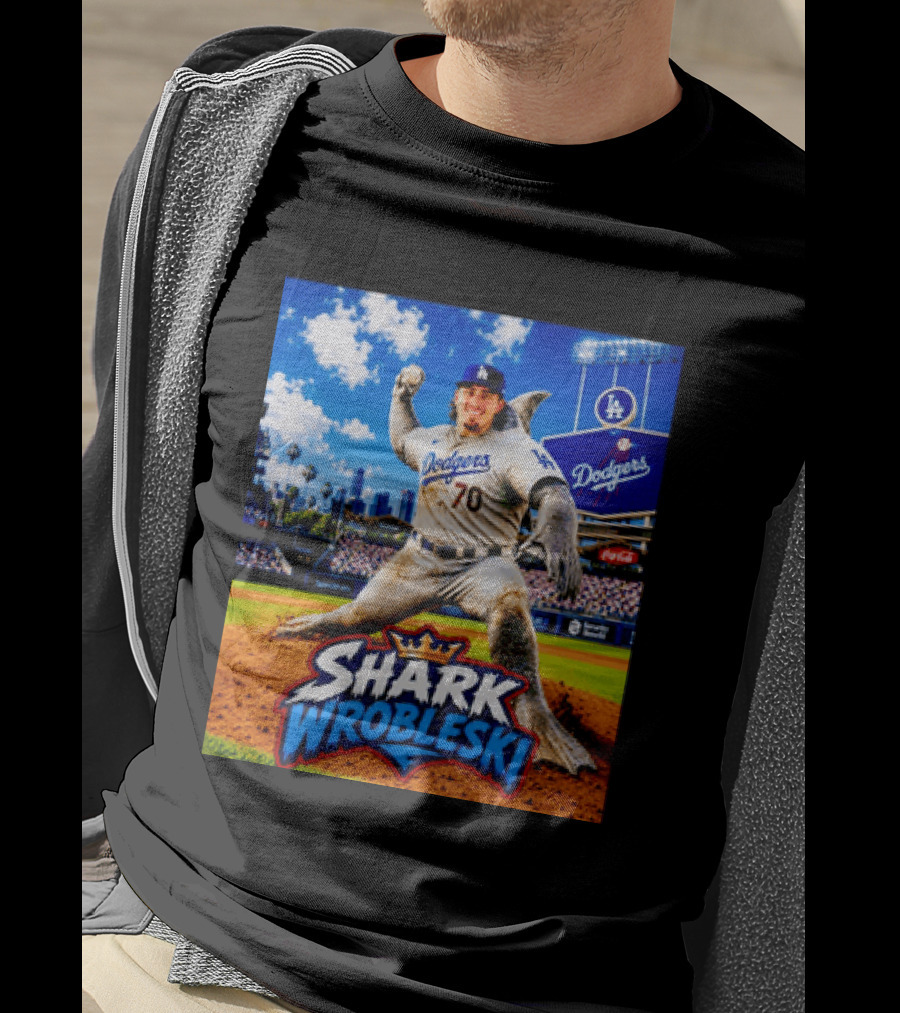 Shark Wrobleski Los Angeles Dodgers No 70 Iconic Baseball Player Fantasy T-Shirt