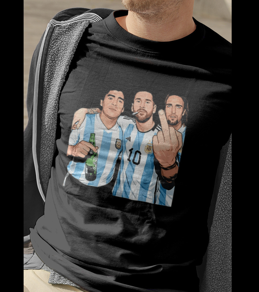 Messi Maradona Batistuta Argentina Football Legends T-Shirt