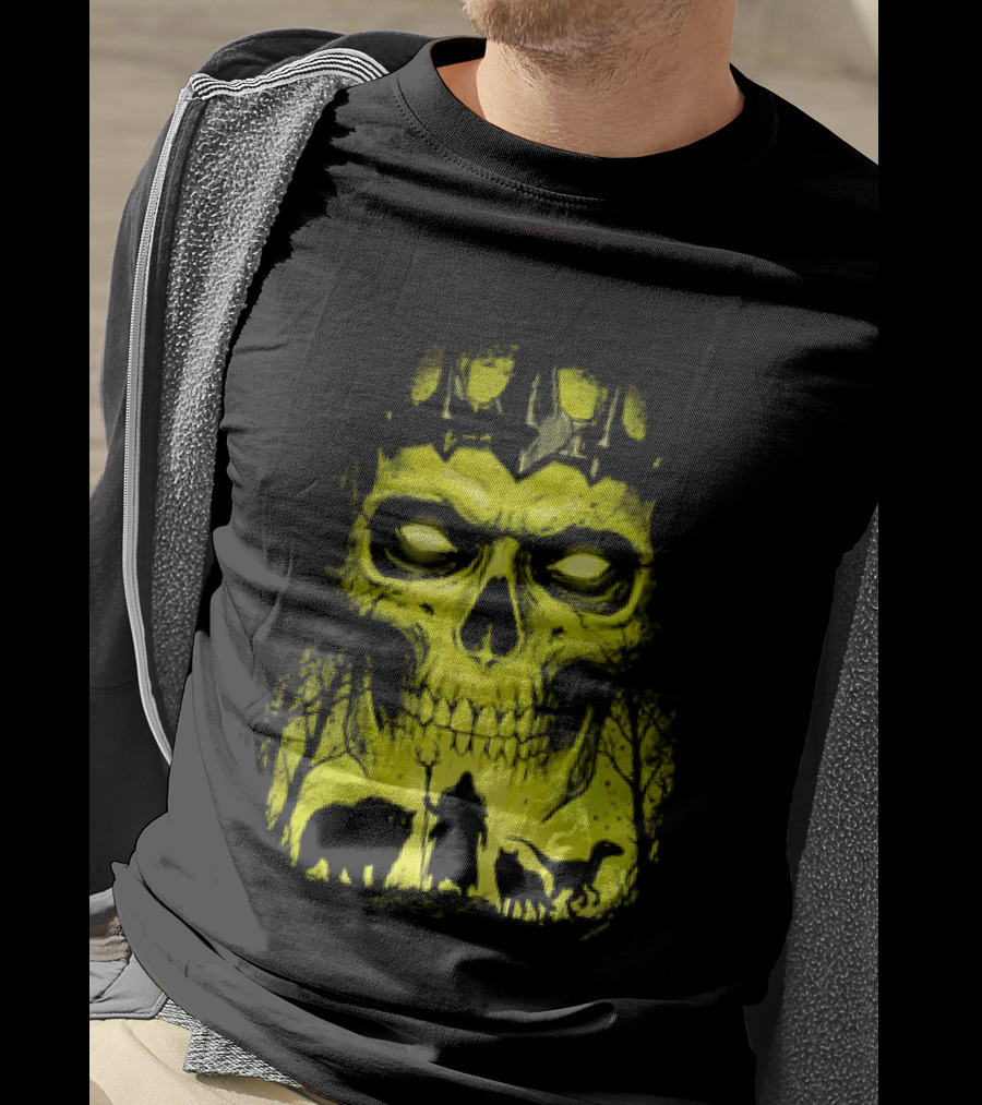 Lych Vs Druid Fantasy Dark Necromancer Skull T-Shirt
