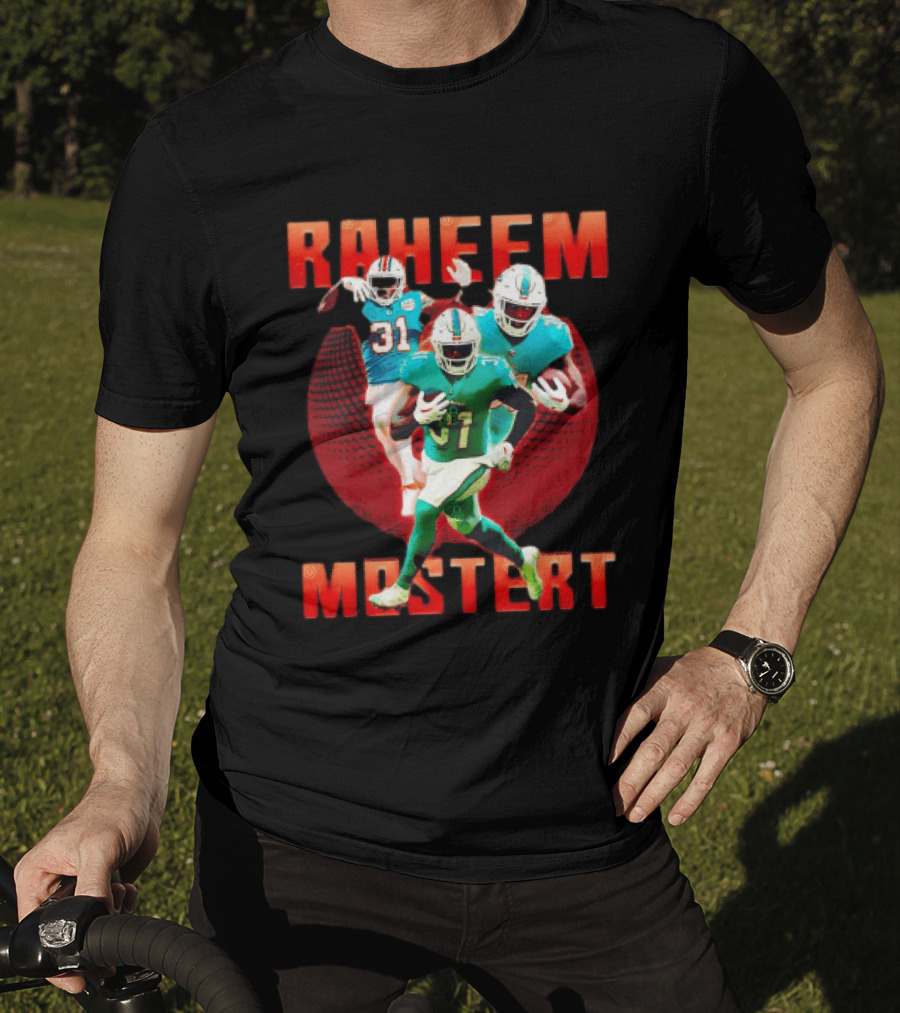 Raheem Mostert Miami Dolphins Football Running Back Action T-Shirt