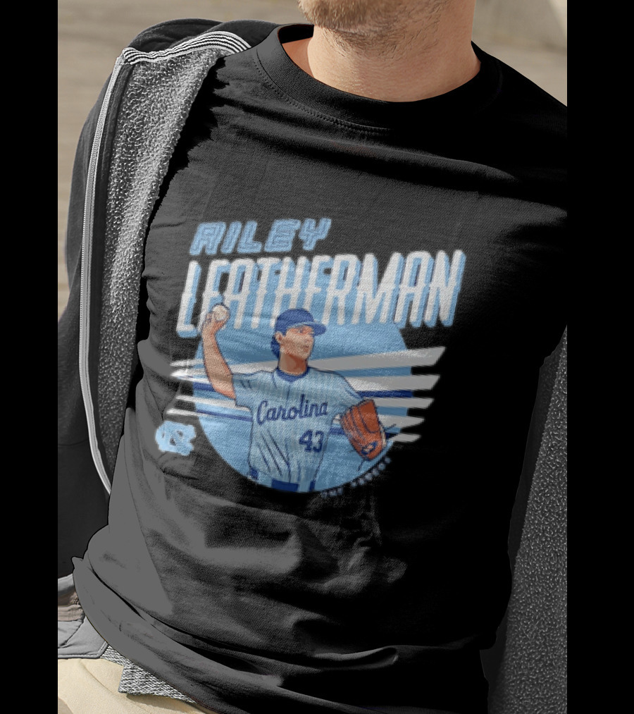 North Carolina Tar Heels Riley Leatherman Baseball Carolina 43 T-Shirt