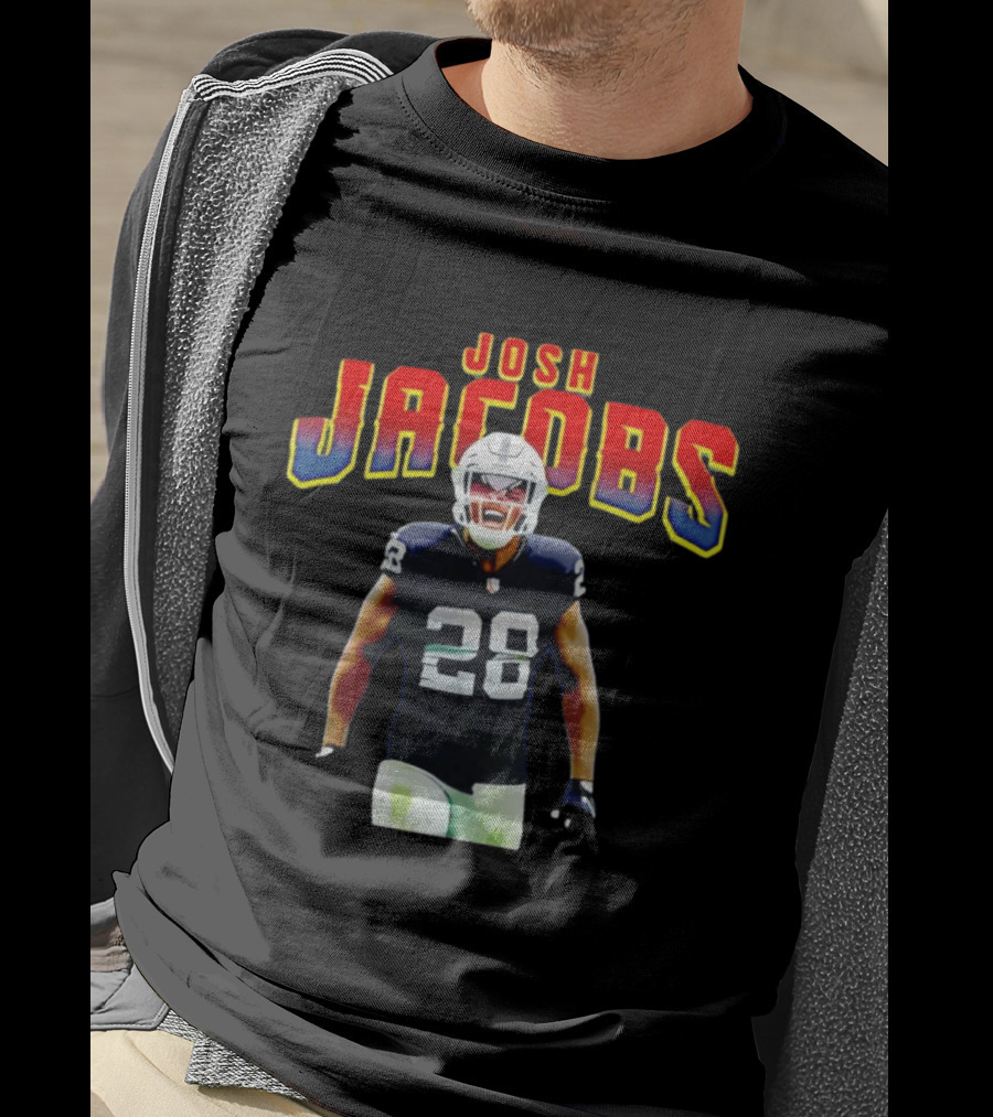 Josh Jacobs Number 28 Raiders NFL Celebration T-Shirt