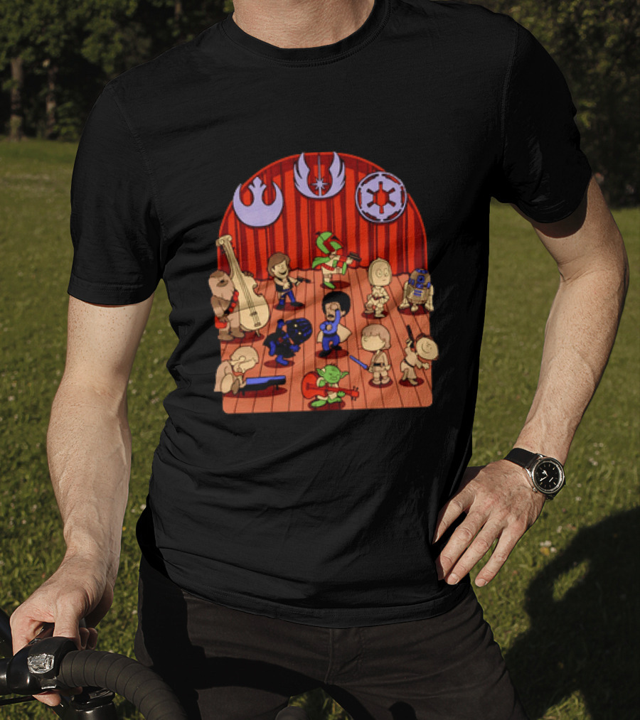 Star Wars Peanuts Characters Band With Iconic Symbols Mashup T-Shirt