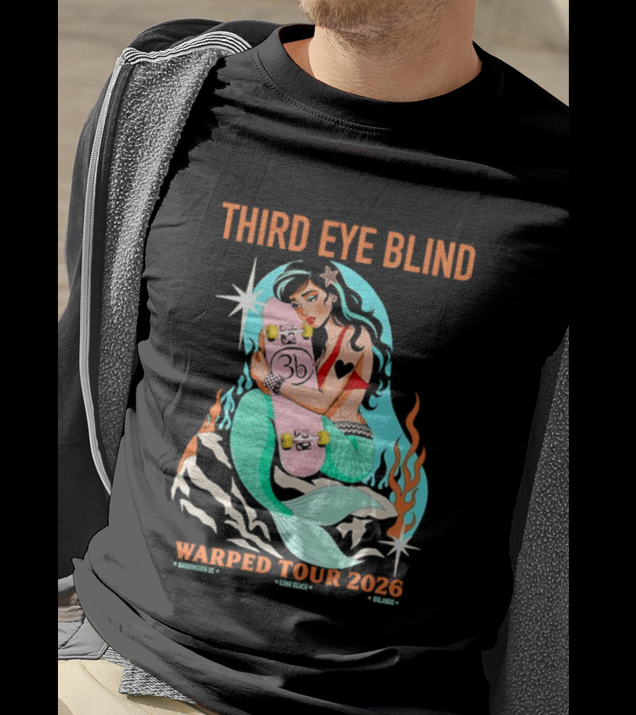 Third Eye Blind 2026 Warped Tour Mermaid Skater T-Shirt