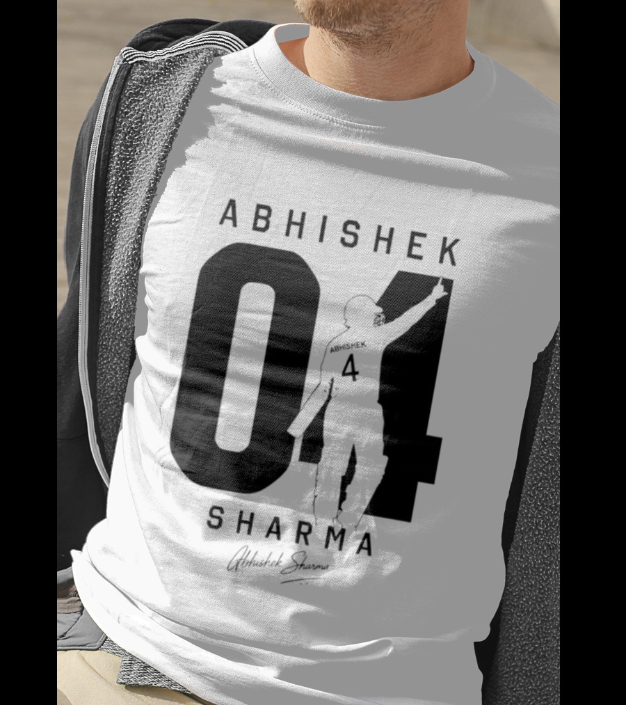 Abhishek Sharma 04 Indian Cricket Player Autograph T-Shirt