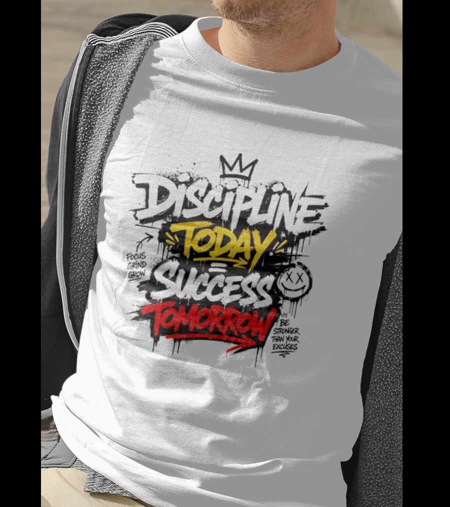Discipline Today Success Tomorrow Motivational Graffiti T-Shirt