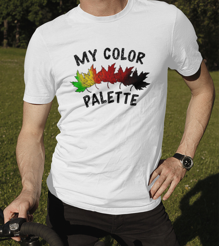 My Color Palette Autumn Leaves Green Yellow Orange Red Brown Black T-Shirt