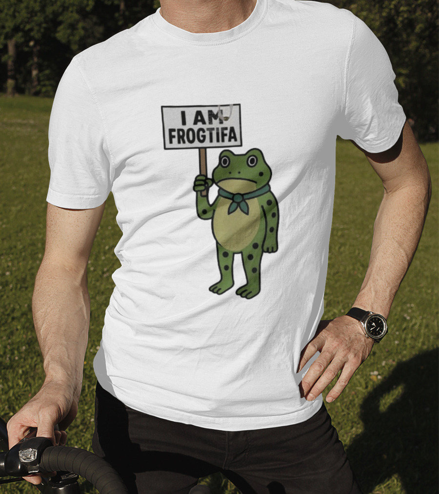 I AM FROGTIFA Frog Holding Sign T-Shirt