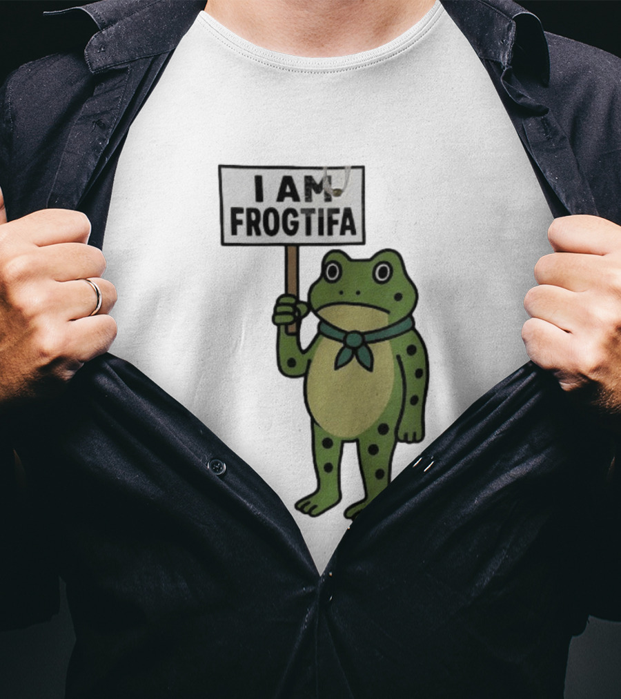 I AM FROGTIFA Frog Holding Sign T-Shirt