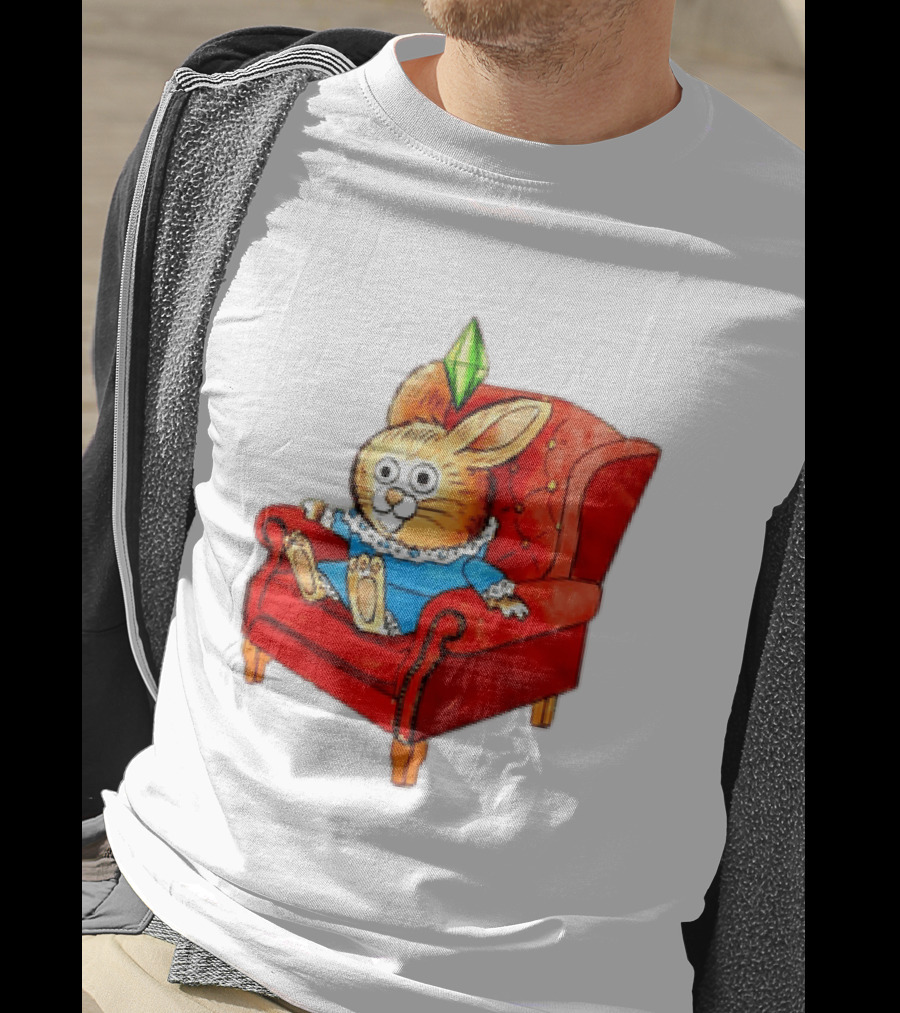 Rabbit They're Turning Me Into A Data Center Tomorrow Green Plumbob Red Couch Blue Dress T-Shirt
