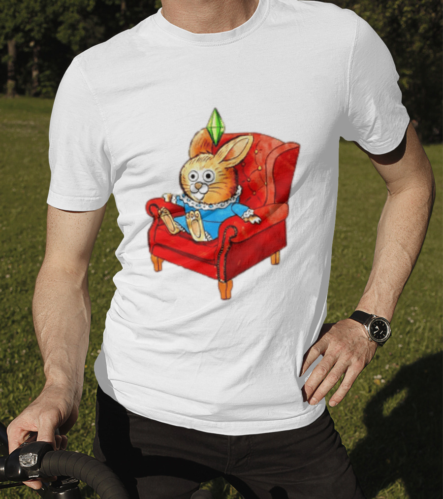 Rabbit They're Turning Me Into A Data Center Tomorrow Green Plumbob Red Couch Blue Dress T-Shirt