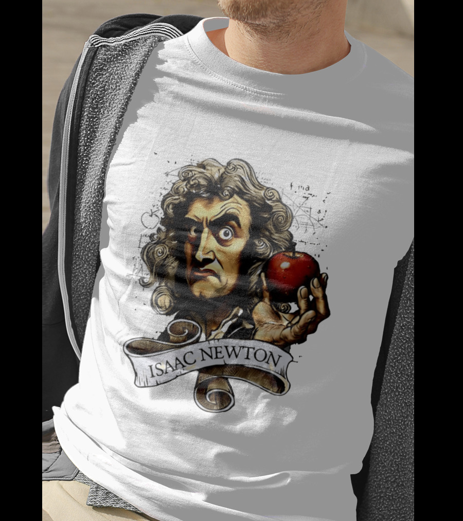 Isaac Newton Scientist With Apple Gravity Physics T-Shirt