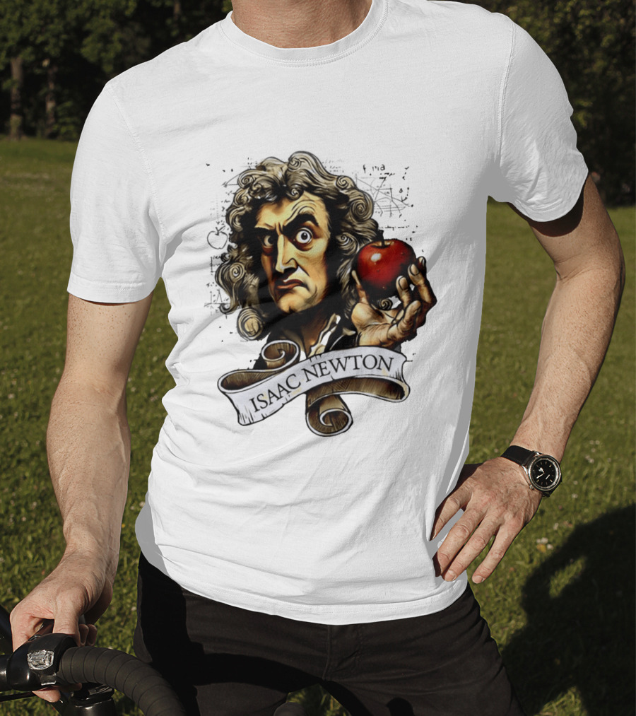 Isaac Newton Scientist With Apple Gravity Physics T-Shirt