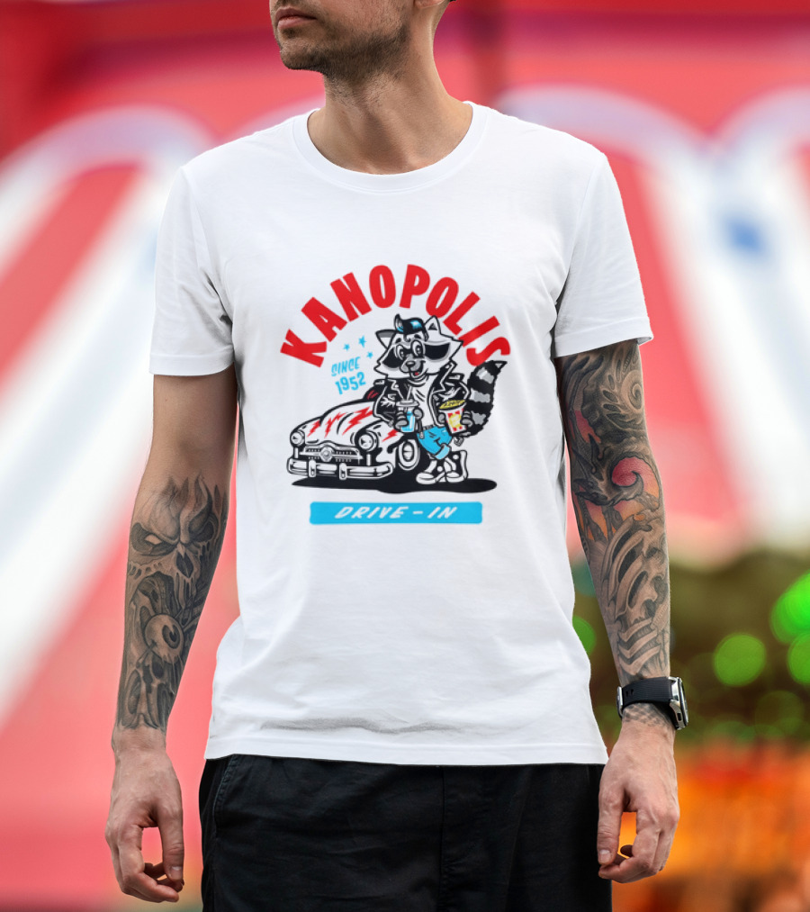 Kanopolis Drive In Since 1952 Raccoon Car T-Shirt