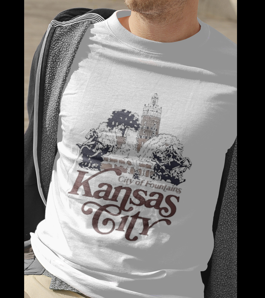 Kansas City City Of Fountains Missouri Tower And Trees T-Shirt