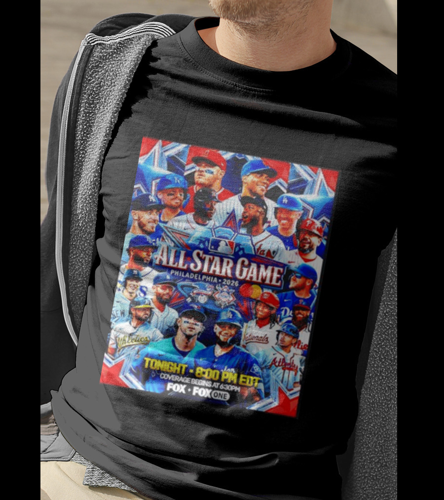2026 MLB All Star Game Philadelphia Featured Stars And Team Jerseys Fox Coverage T-Shirt