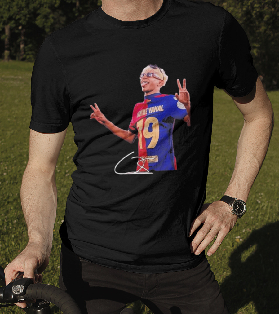 Lamine Yamal Barcelona Peace Sign Celebration 19 Jersey T-Shirt