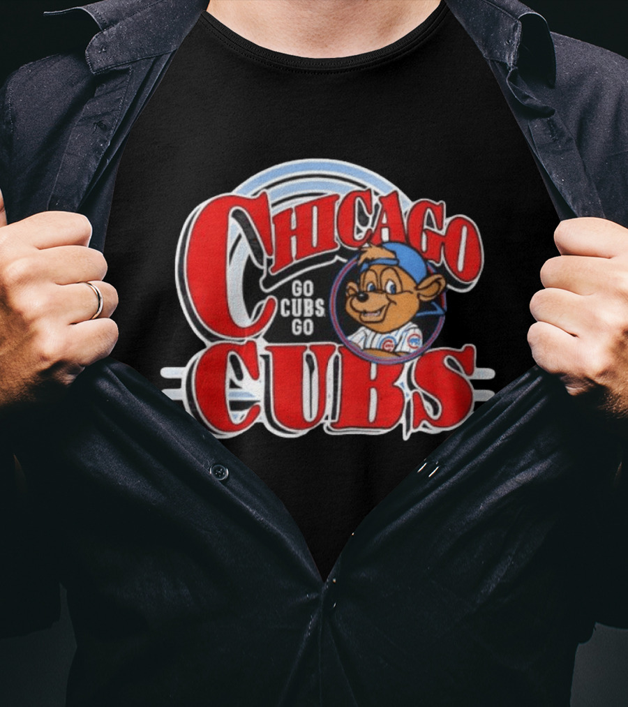 Chicago Cubs Go Cubs Go MLB With Bear In Cap T-Shirt