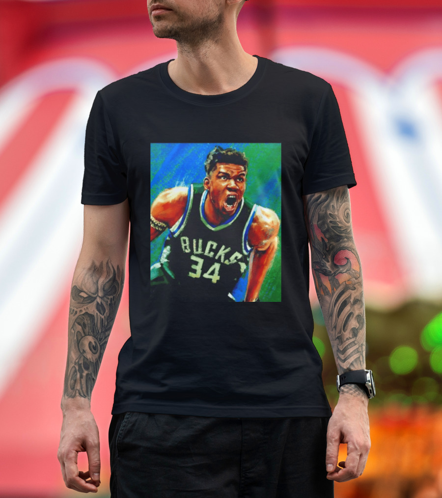 Giannis Antetokounmpo Bucks No 34 Jersey Art Basketball Star T-Shirt