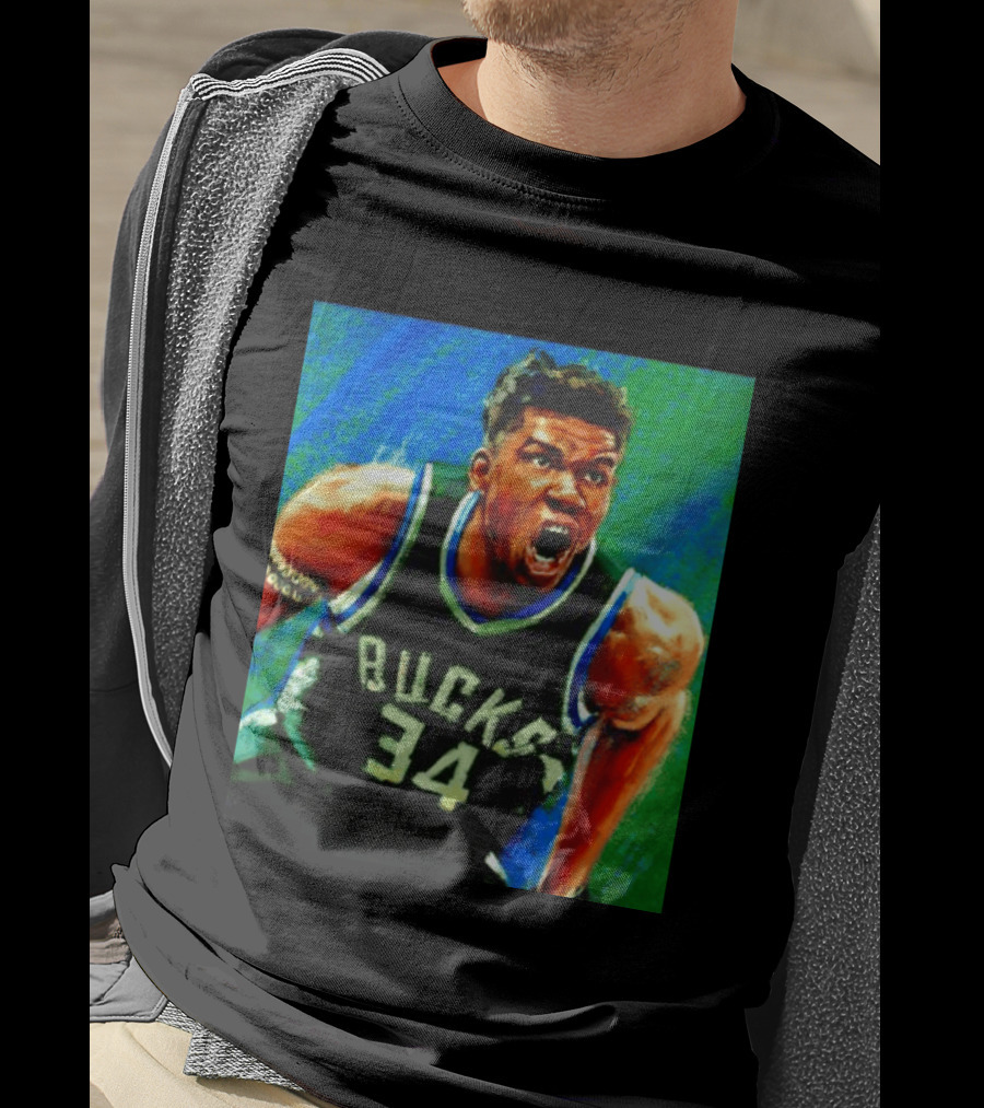 Giannis Antetokounmpo Bucks No 34 Jersey Art Basketball Star T-Shirt