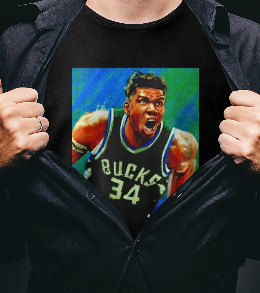 Giannis Antetokounmpo Bucks No 34 Jersey Art Basketball Star T-Shirt