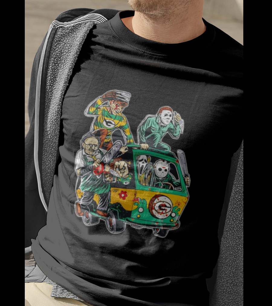 Horror Villains Green Bay Packers Mystery Machine T-Shirt