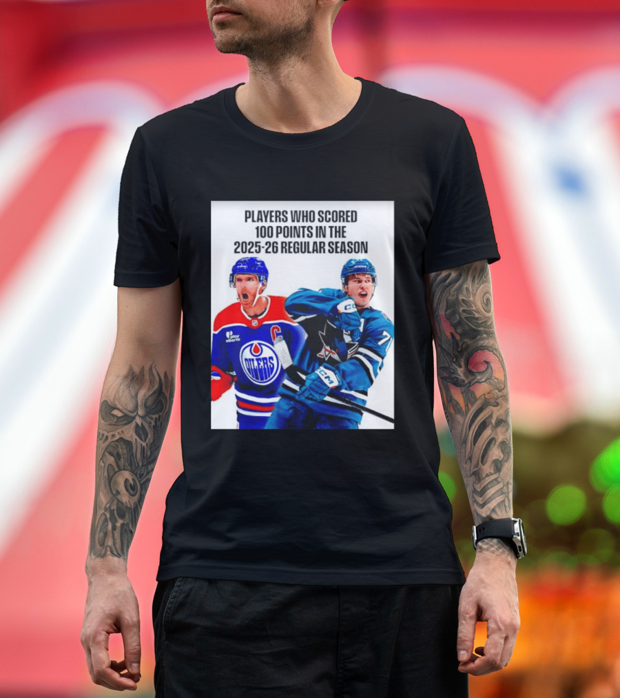 Edmonton Oilers San Jose Sharks 100 Points 2025 26 Regular Season Players T-Shirt
